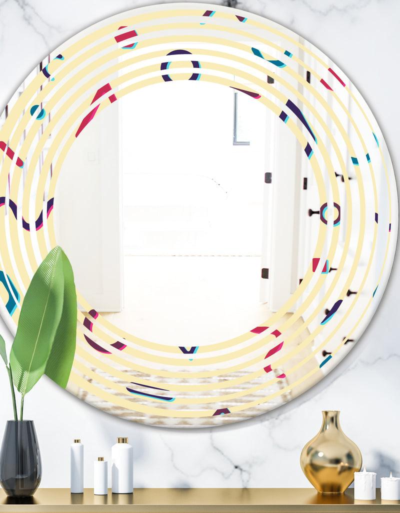 DesignQ Retro Abstract Pattern Design VI - Modern Round or Oval Wall Mirror - Wave