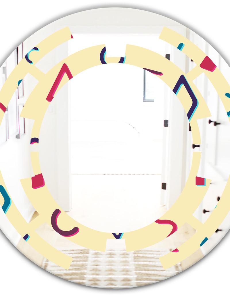 DesignQ Retro Abstract Pattern Design VI - Modern Round Or Oval Wall Mirror - Space