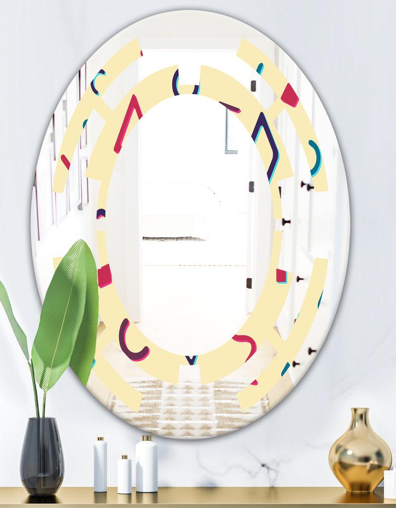 DesignQ Retro Abstract Pattern Design VI - Modern Round Or Oval Wall Mirror - Space