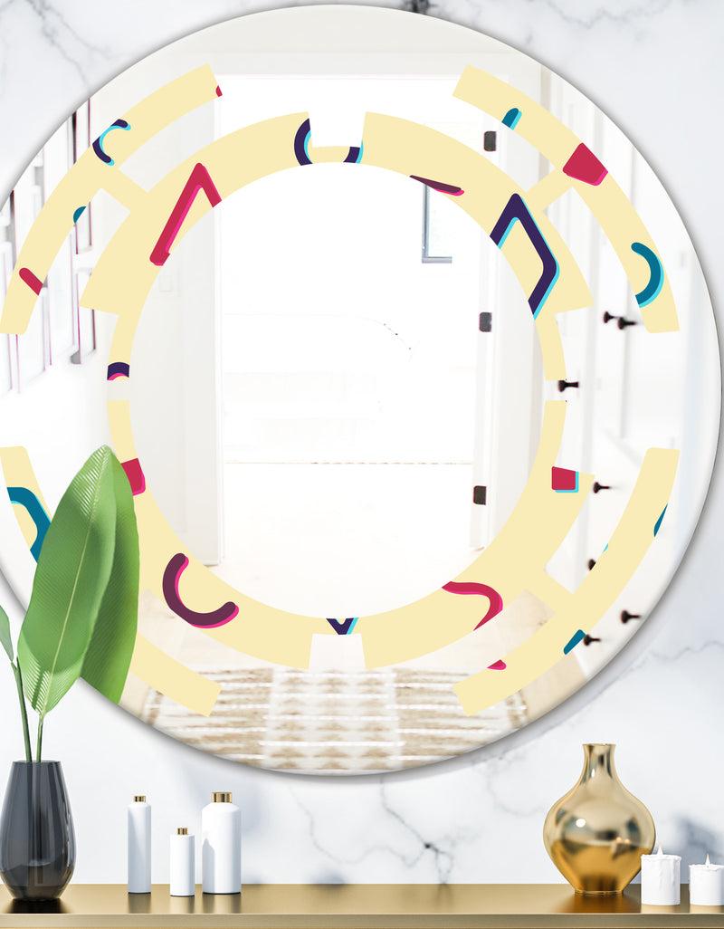 DesignQ Retro Abstract Pattern Design VI - Modern Round or Oval Wall Mirror - Space