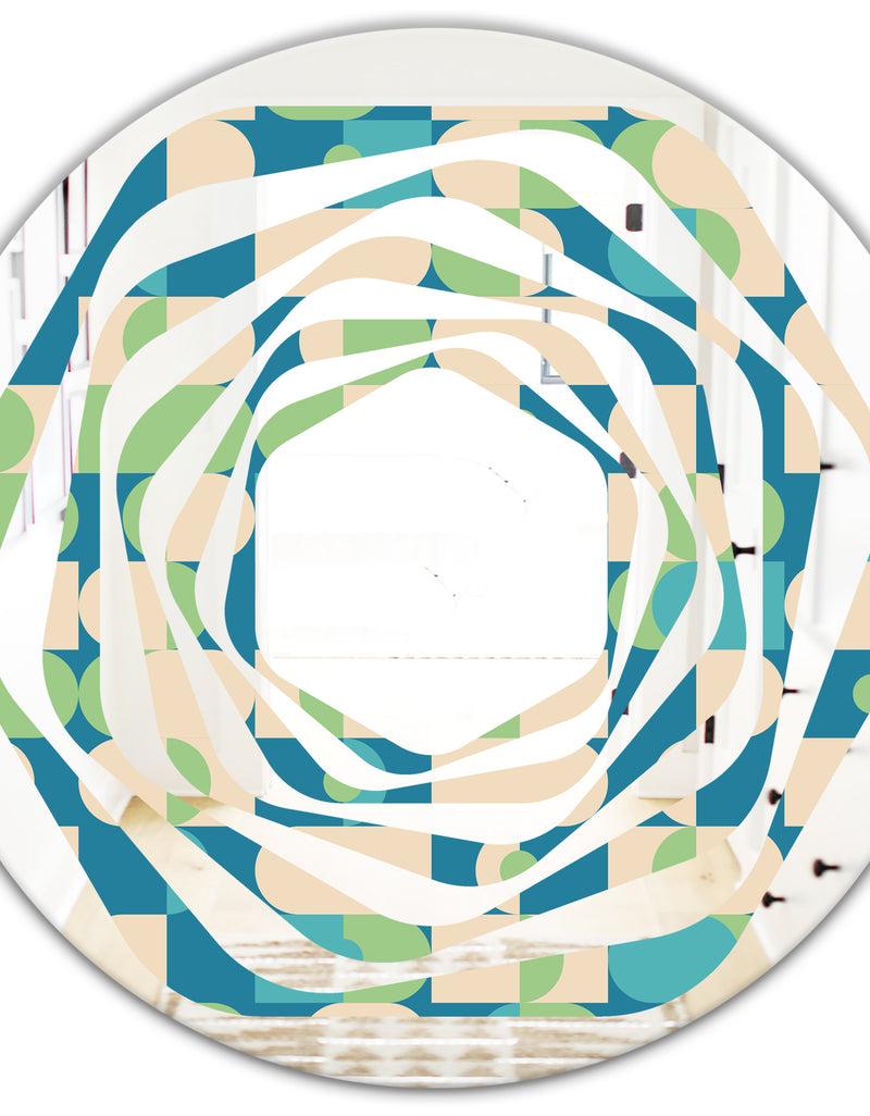 DesignQ Retro Abstract Pattern I - Modern Round Or Oval Wall Mirror - Whirl