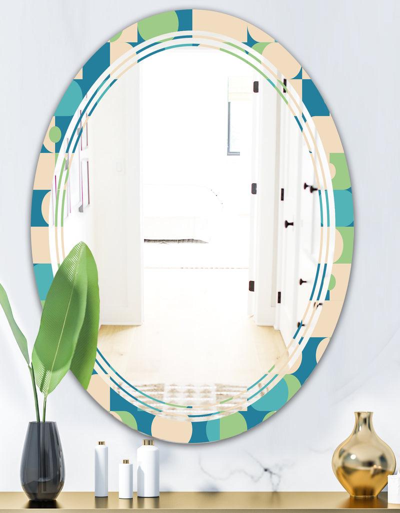 DesignQ Retro Abstract Pattern I - Modern Round Or Oval Wall Mirror - Triple C
