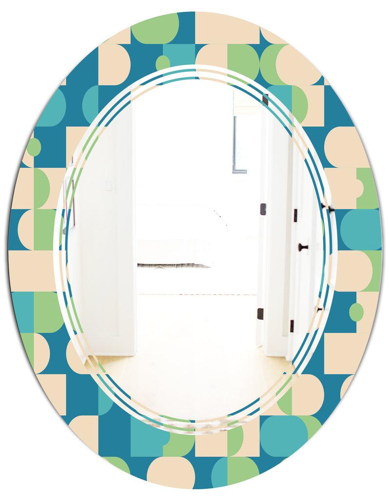 DesignQ Retro Abstract Pattern I - Modern Round Or Oval Wall Mirror - Triple C