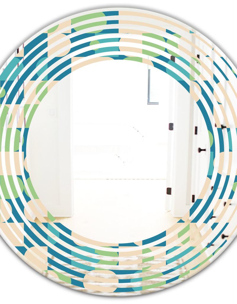 DesignQ Retro Abstract Pattern I - Modern Round Or Oval Wall Mirror - Wave