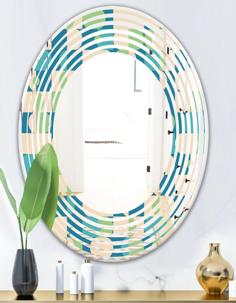 DesignQ Retro Abstract Pattern I - Modern Round Or Oval Wall Mirror - Wave