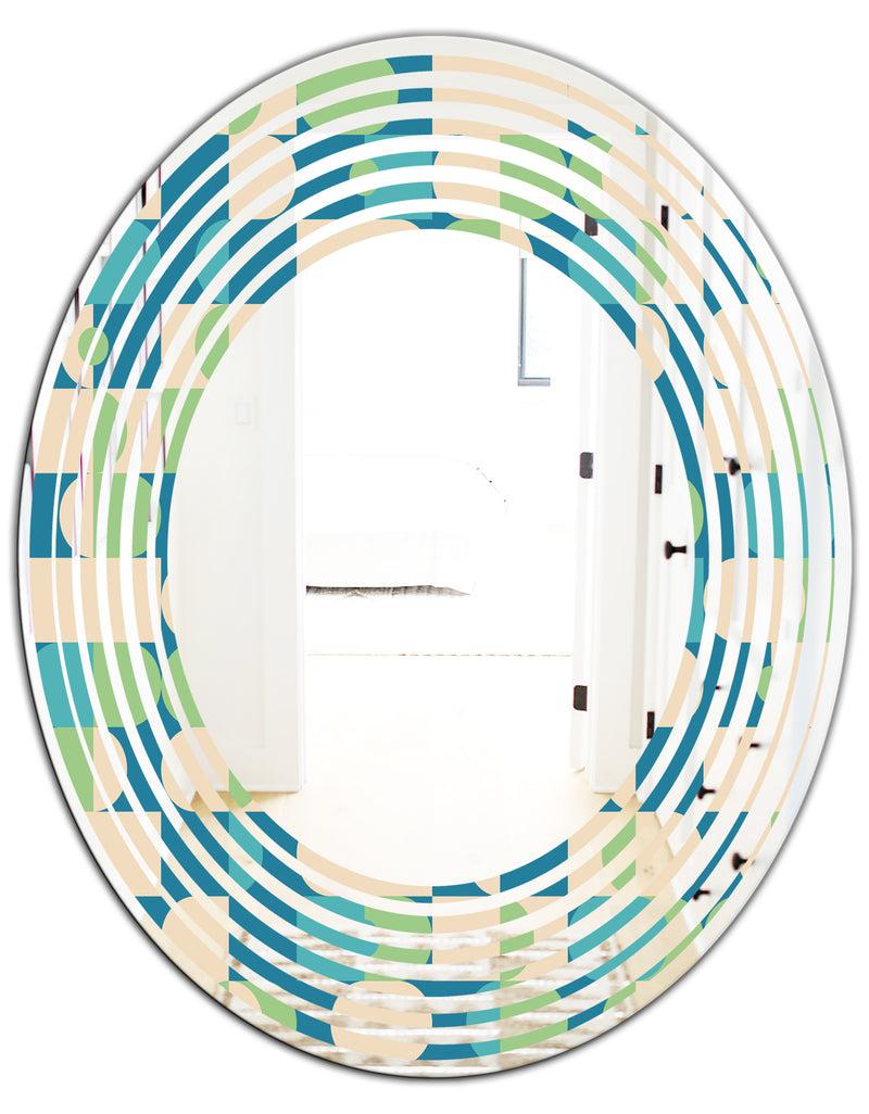 DesignQ Retro Abstract Pattern I - Modern Round Or Oval Wall Mirror - Wave