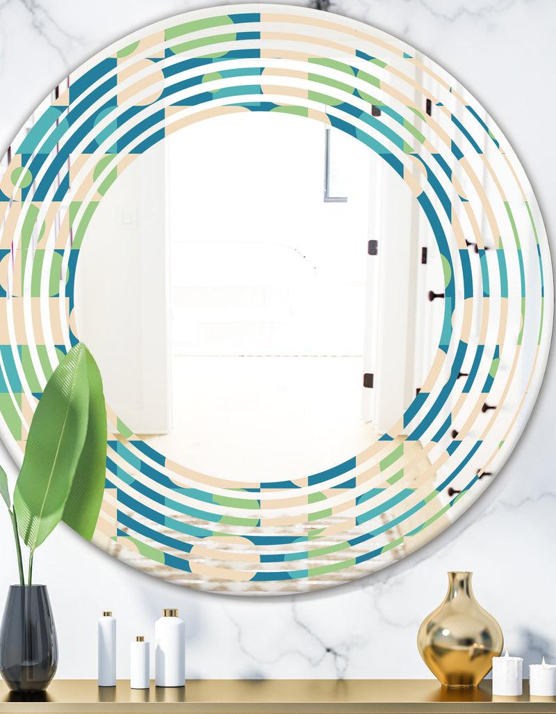 DesignQ Retro Abstract Pattern I - Modern Round or Oval Wall Mirror - Wave