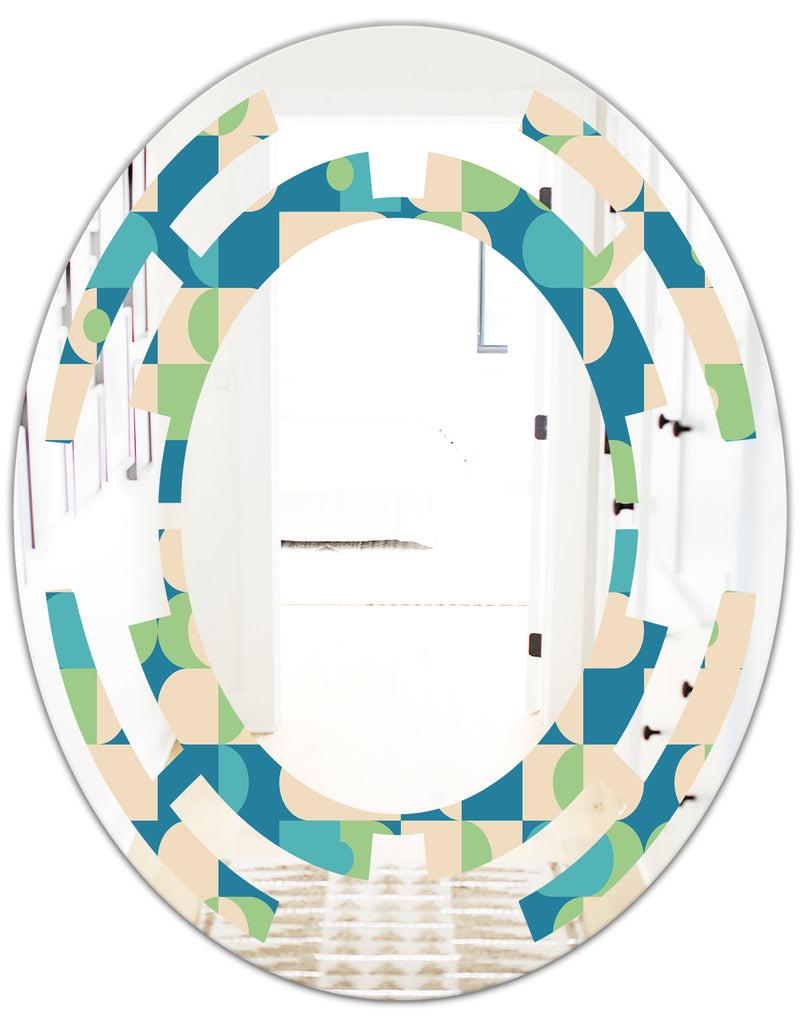 DesignQ Retro Abstract Pattern I - Modern Round Or Oval Wall Mirror - Space