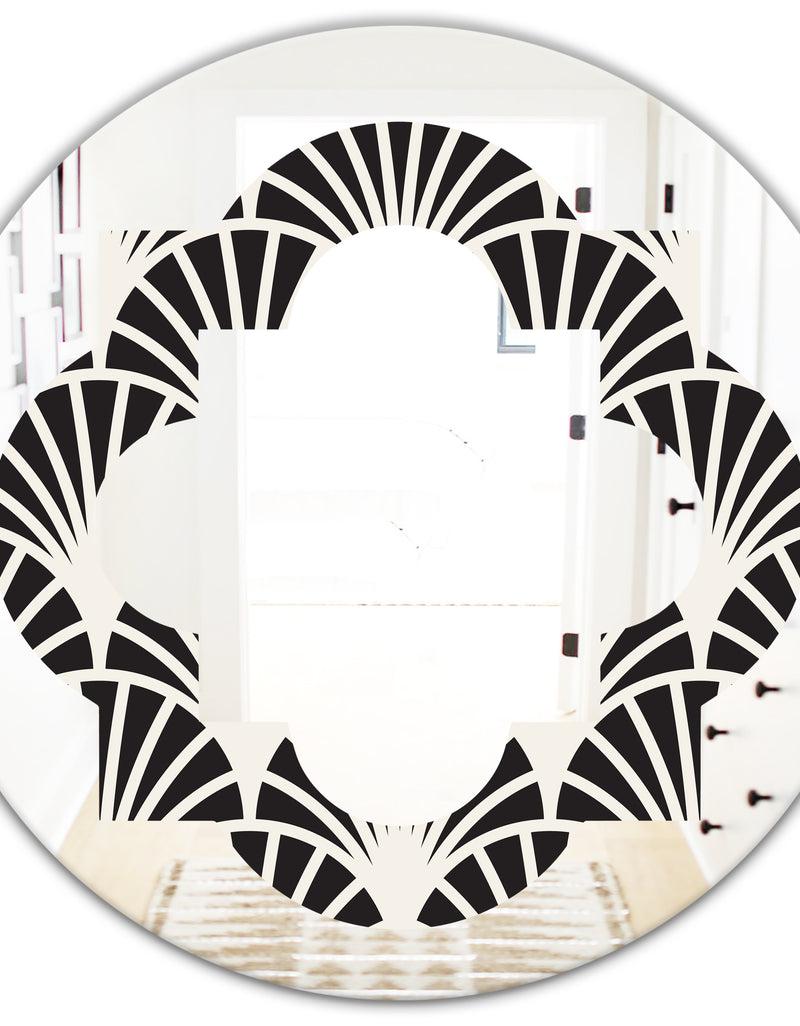 DesignQ Retro Art Deco Waves I - Modern Round Or Oval Wall Mirror - Quatrefoil