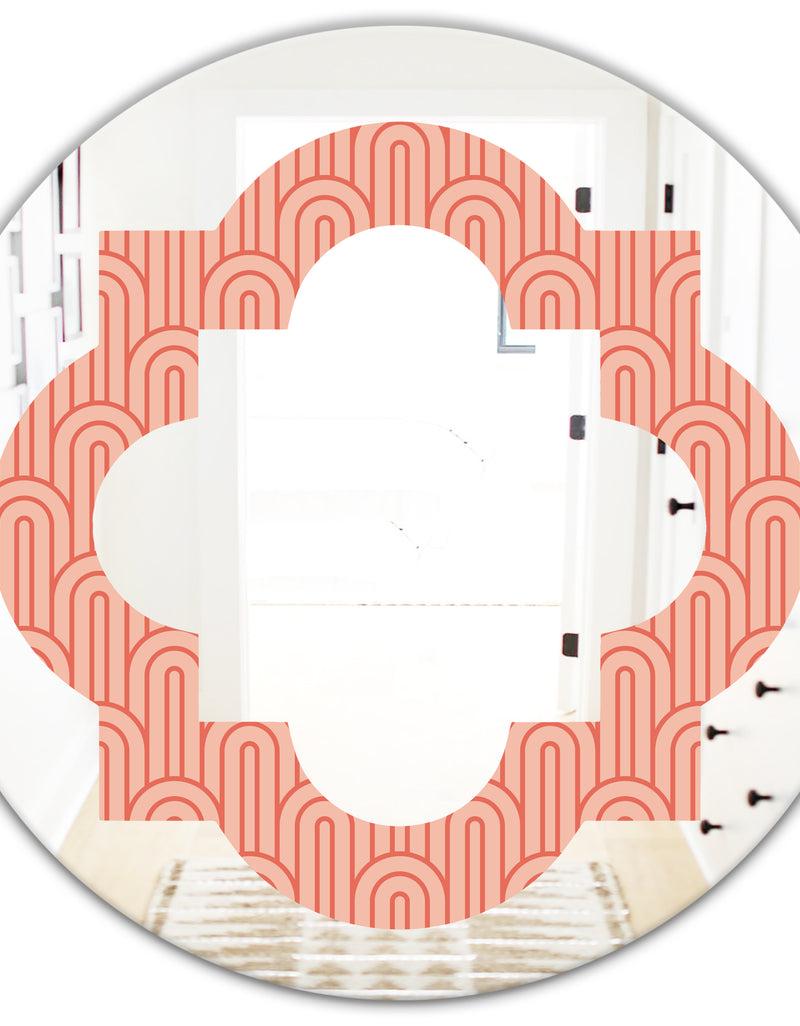 DesignQ Retro Art Deco Waves II - Modern Round Or Oval Wall Mirror - Quatrefoil
