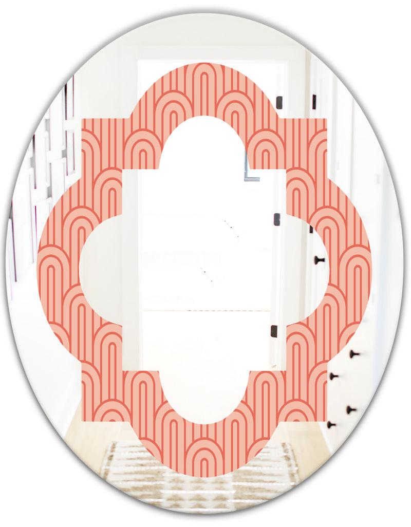 DesignQ Retro Art Deco Waves II - Modern Round Or Oval Wall Mirror - Quatrefoil