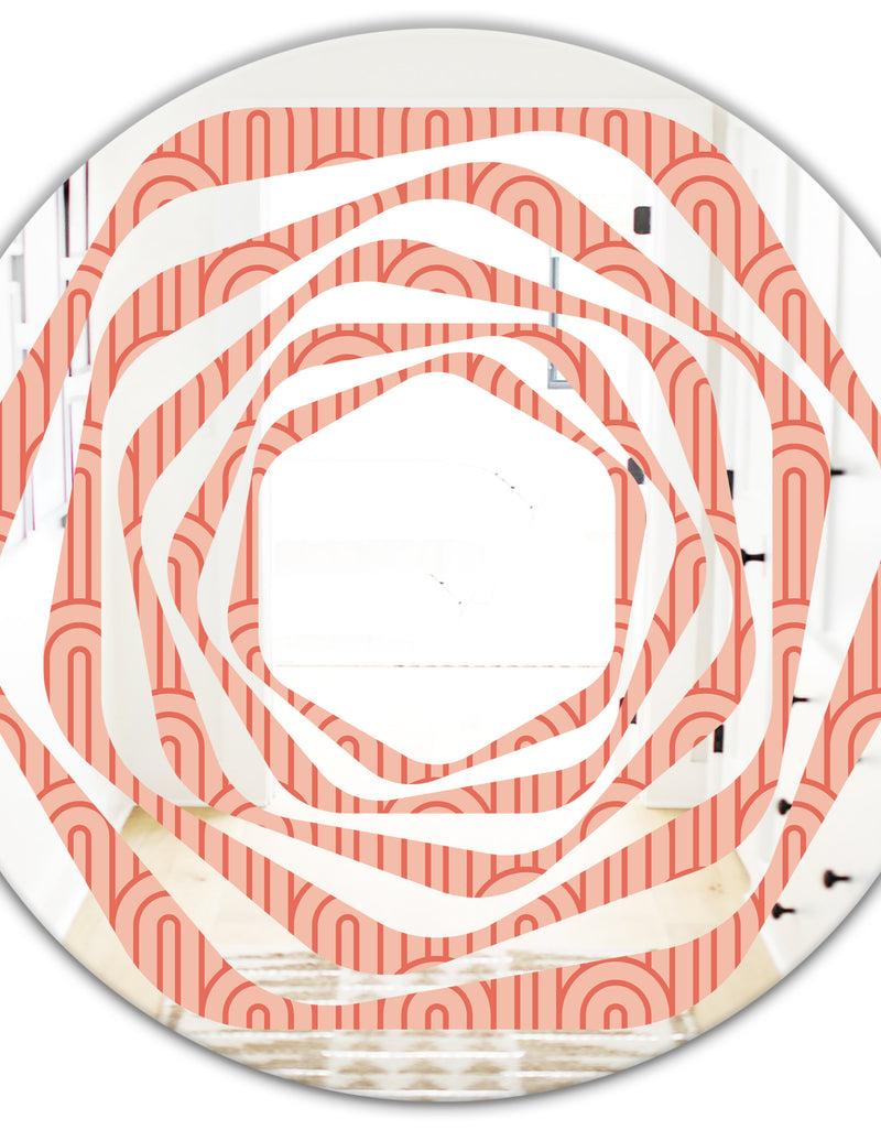 DesignQ Retro Art Deco Waves II - Modern Round Or Oval Wall Mirror - Whirl