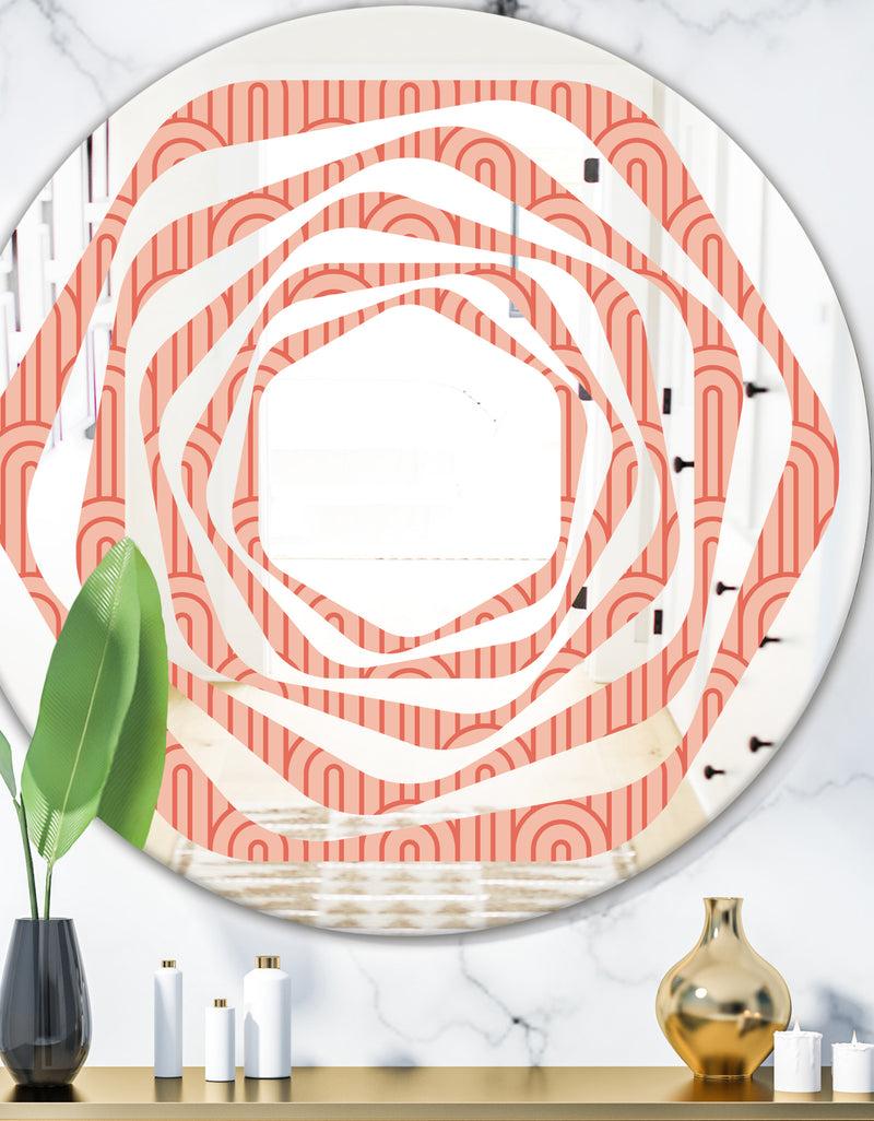 DesignQ Retro Art Deco Waves II - Modern Round or Oval Wall Mirror - Whirl