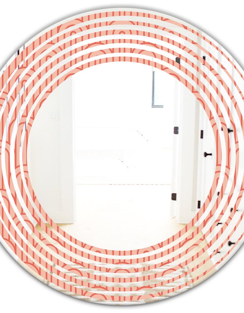 DesignQ Retro Art Deco Waves II - Modern Round Or Oval Wall Mirror - Wave