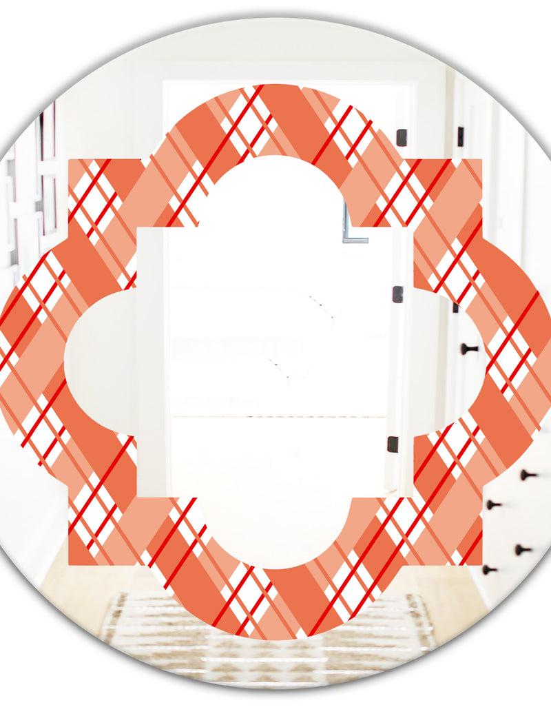 DesignQ Retro Checkered Pattern I - Modern Round Or Oval Wall Mirror - Quatrefoil