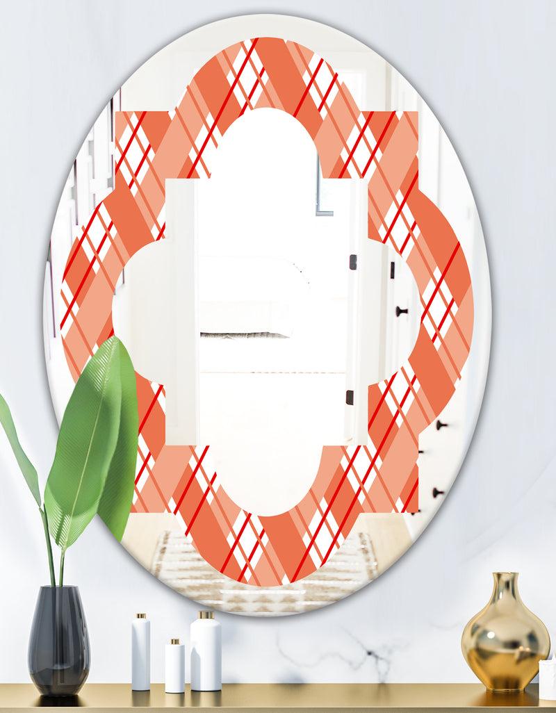 DesignQ Retro Checkered Pattern I - Modern Round Or Oval Wall Mirror - Quatrefoil