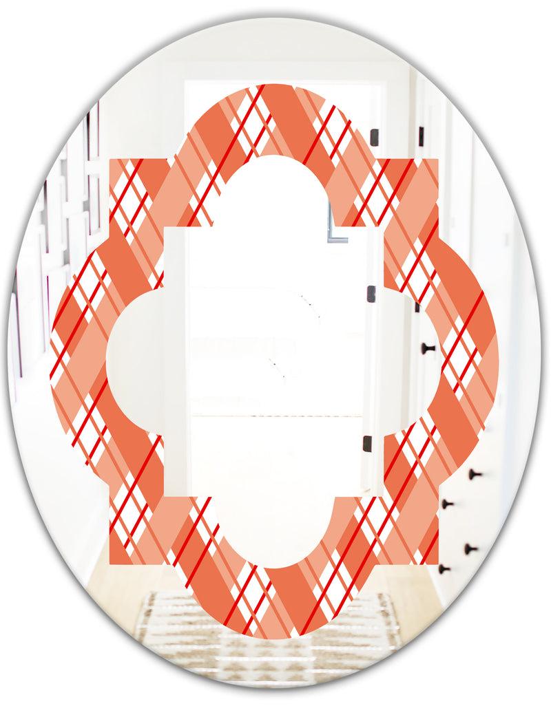 DesignQ Retro Checkered Pattern I - Modern Round Or Oval Wall Mirror - Quatrefoil