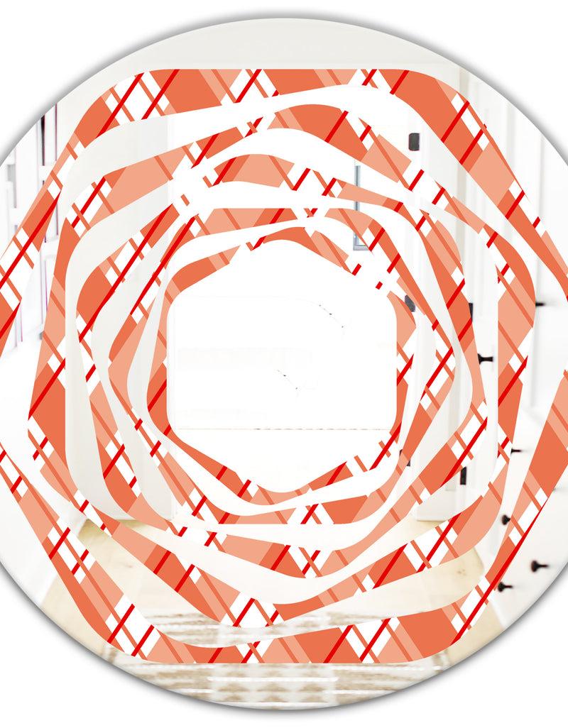 DesignQ Retro Checkered Pattern I - Modern Round Or Oval Wall Mirror - Whirl