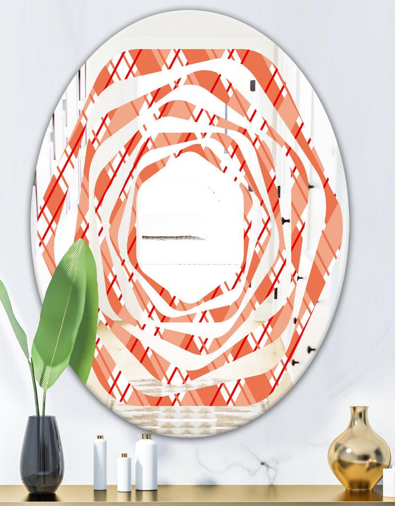 DesignQ Retro Checkered Pattern I - Modern Round Or Oval Wall Mirror - Whirl