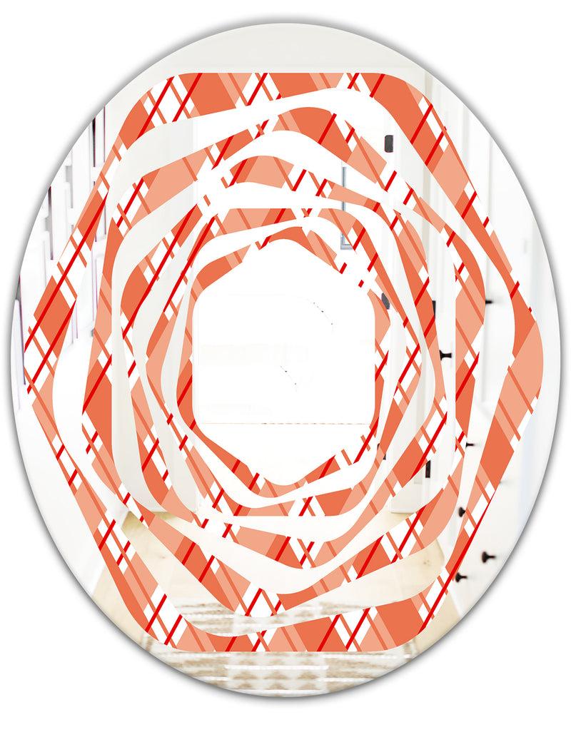 DesignQ Retro Checkered Pattern I - Modern Round Or Oval Wall Mirror - Whirl
