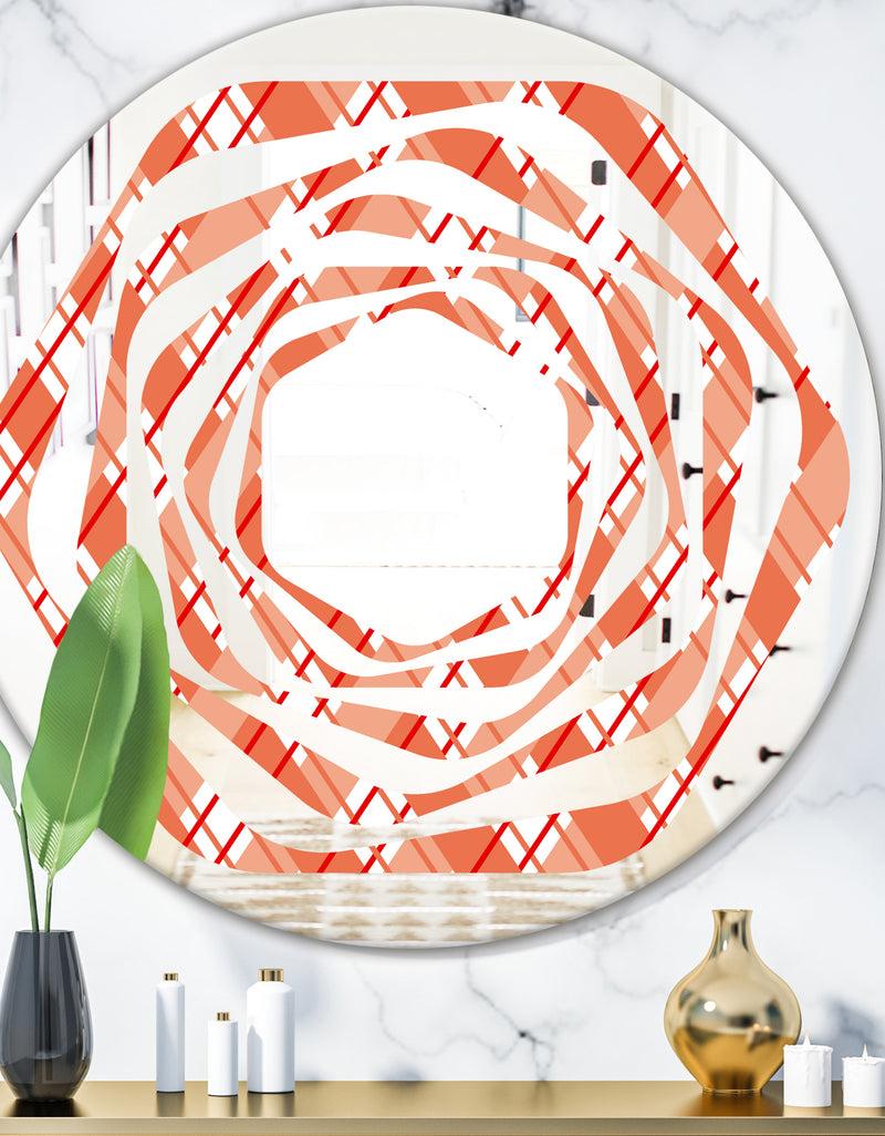 DesignQ Retro Checkered Pattern I - Modern Round or Oval Wall Mirror - Whirl
