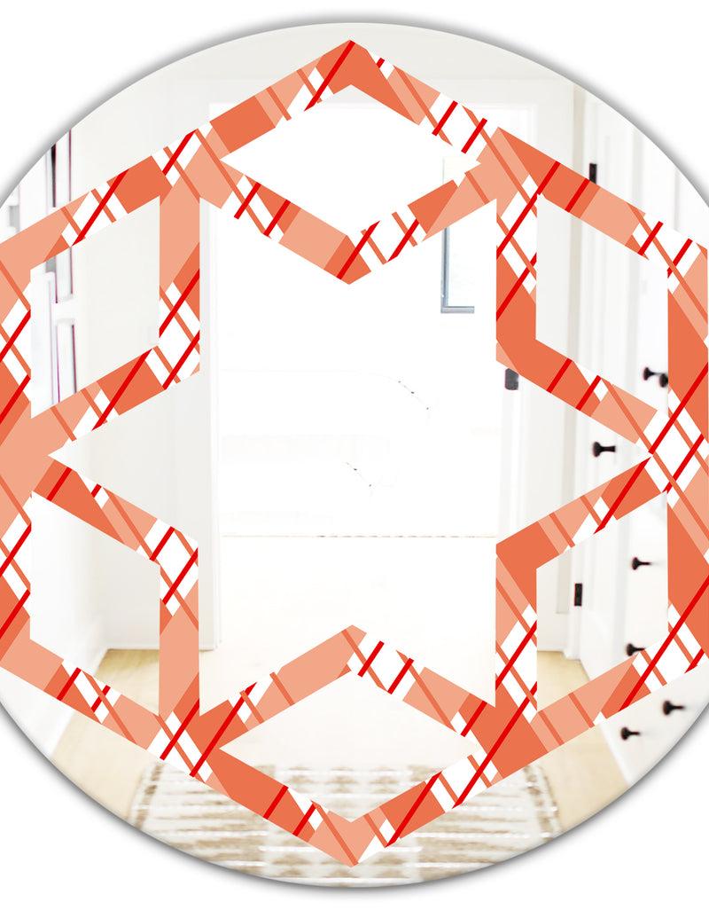 DesignQ Retro Checkered Pattern I - Modern Round Or Oval Wall Mirror - Hexagon Star