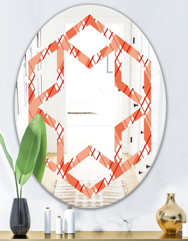 DesignQ Retro Checkered Pattern I - Modern Round Or Oval Wall Mirror - Hexagon Star
