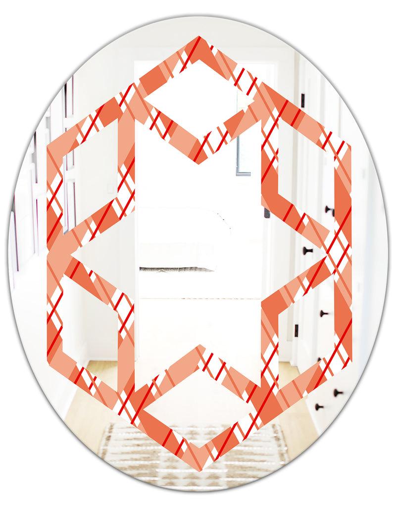 DesignQ Retro Checkered Pattern I - Modern Round Or Oval Wall Mirror - Hexagon Star