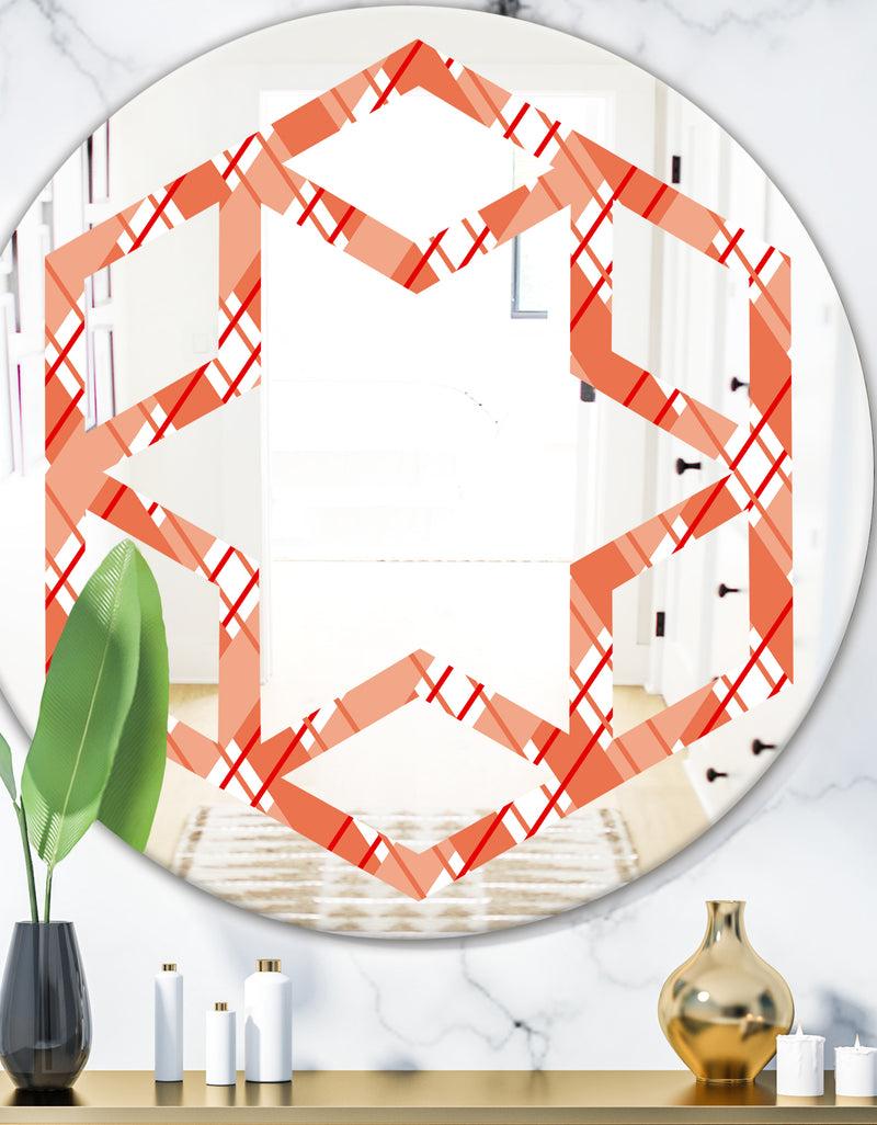 DesignQ Retro Checkered Pattern I - Modern Round or Oval Wall Mirror - Hexagon Star