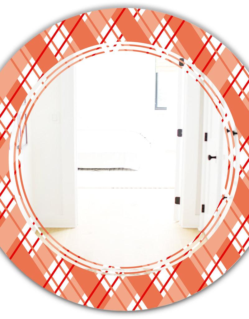 DesignQ Retro Checkered Pattern I - Modern Round Or Oval Wall Mirror - Triple C