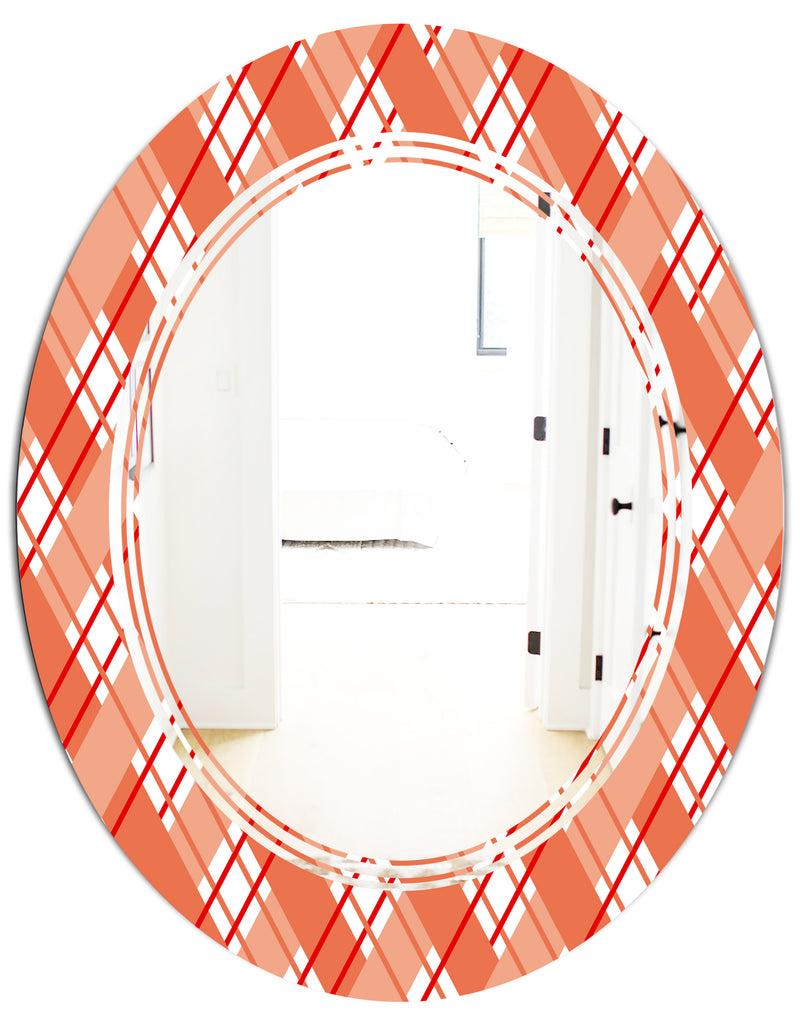 DesignQ Retro Checkered Pattern I - Modern Round Or Oval Wall Mirror - Triple C