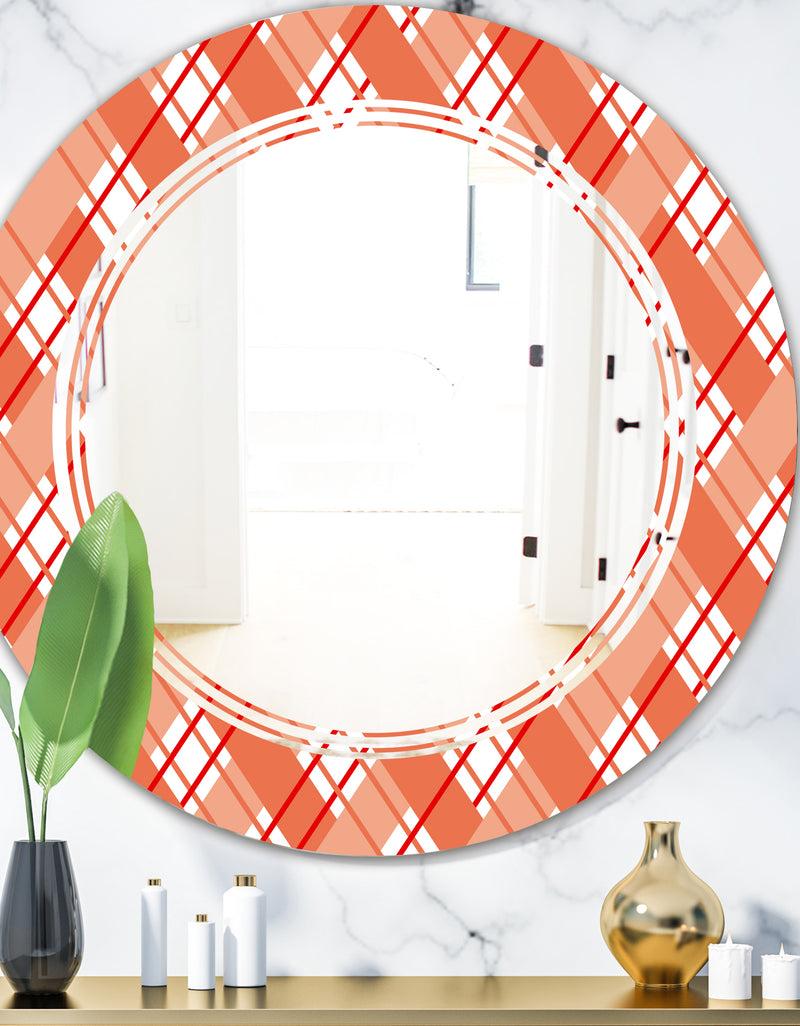 DesignQ Retro Checkered Pattern I - Modern Round or Oval Wall Mirror - Triple C
