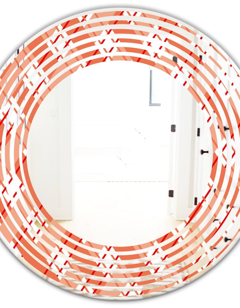 DesignQ Retro Checkered Pattern I - Modern Round Or Oval Wall Mirror - Wave