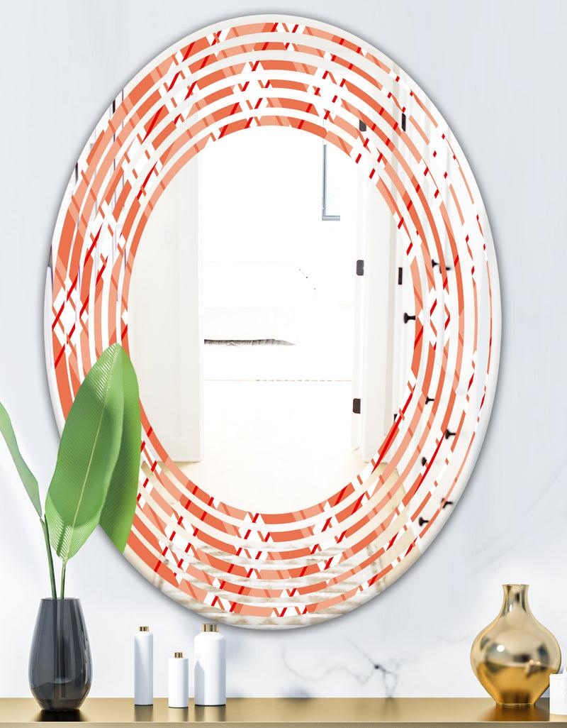 DesignQ Retro Checkered Pattern I - Modern Round Or Oval Wall Mirror - Wave