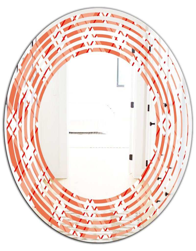 DesignQ Retro Checkered Pattern I - Modern Round Or Oval Wall Mirror - Wave