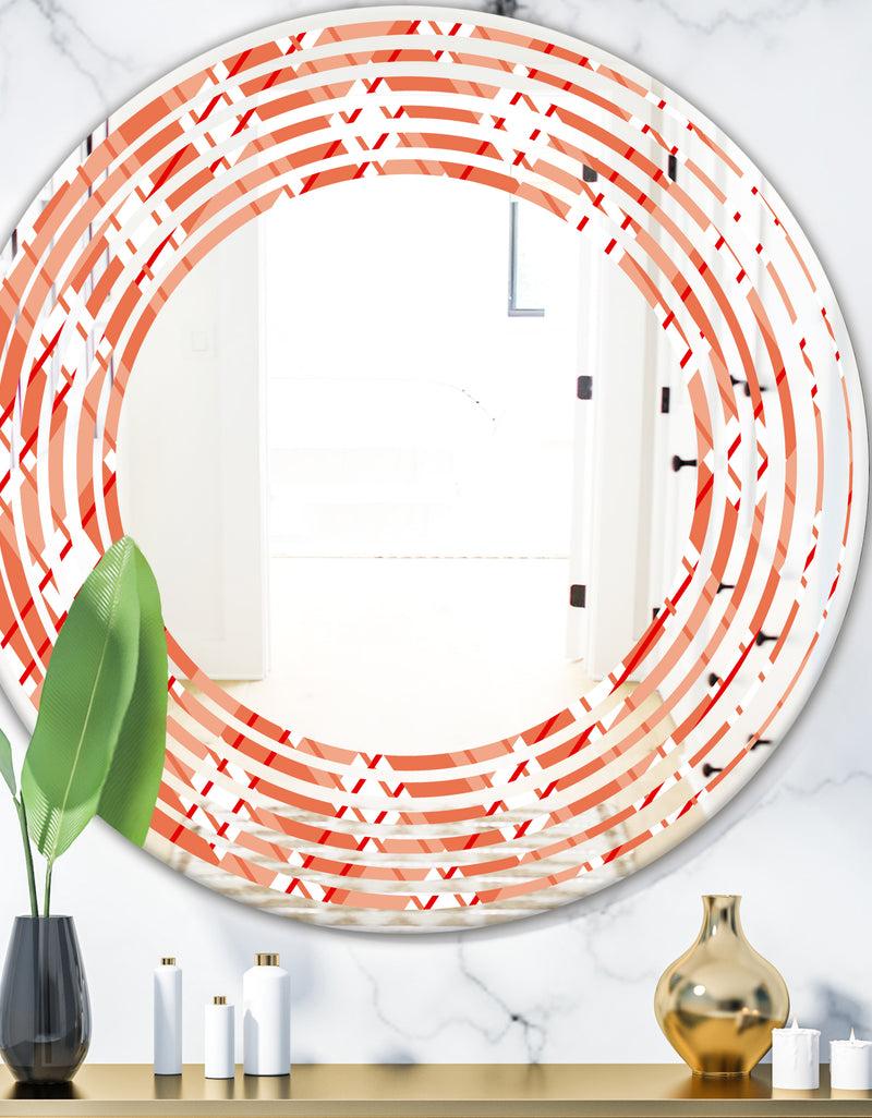DesignQ Retro Checkered Pattern I - Modern Round or Oval Wall Mirror - Wave