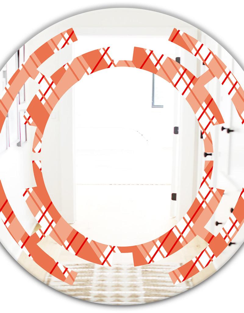 DesignQ Retro Checkered Pattern I - Modern Round Or Oval Wall Mirror - Space