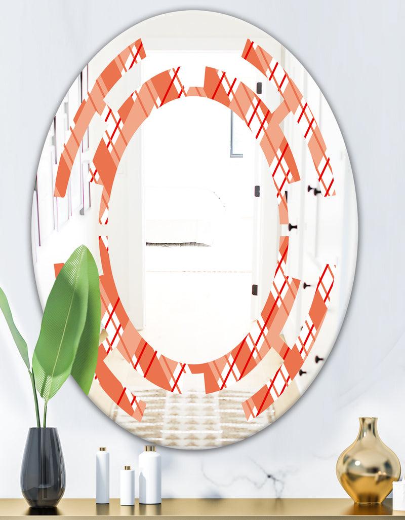DesignQ Retro Checkered Pattern I - Modern Round Or Oval Wall Mirror - Space