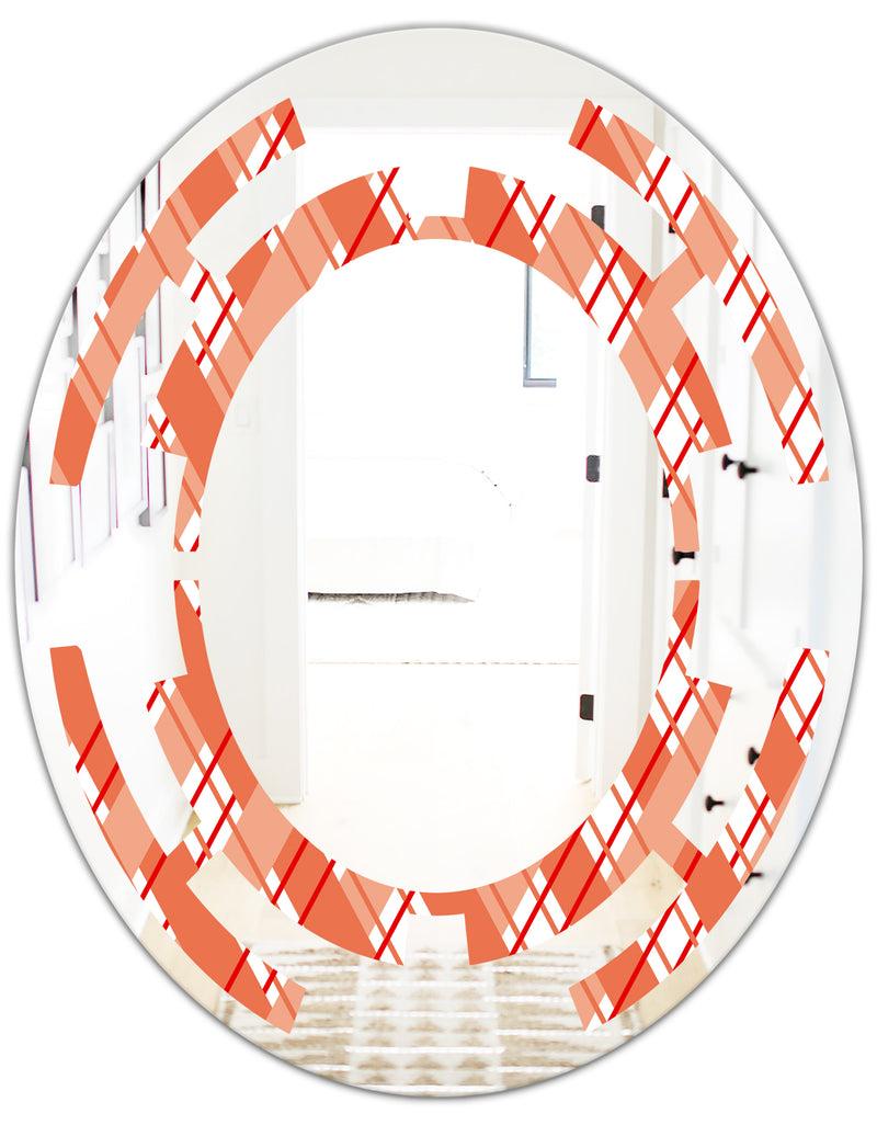 DesignQ Retro Checkered Pattern I - Modern Round Or Oval Wall Mirror - Space