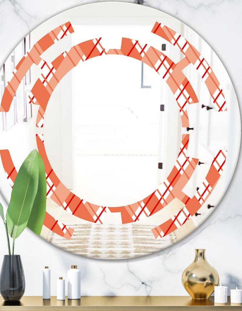 DesignQ Retro Checkered Pattern I - Modern Round or Oval Wall Mirror - Space