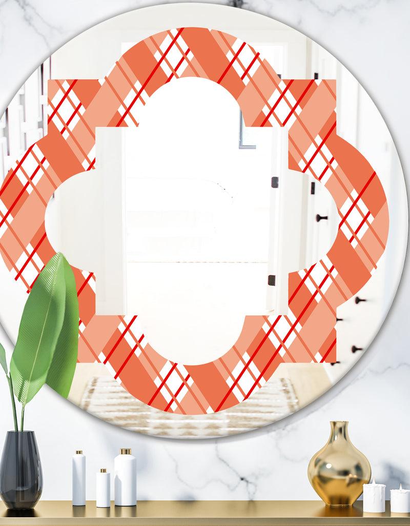 DesignQ Retro Checkered Pattern I - Modern Round or Oval Wall Mirror - Quatrefoil