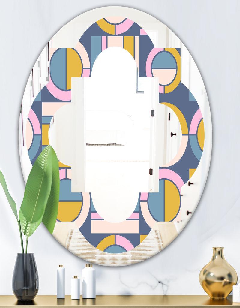 DesignQ Retro Circular Design I - Modern Round Or Oval Wall Mirror - Quatrefoil