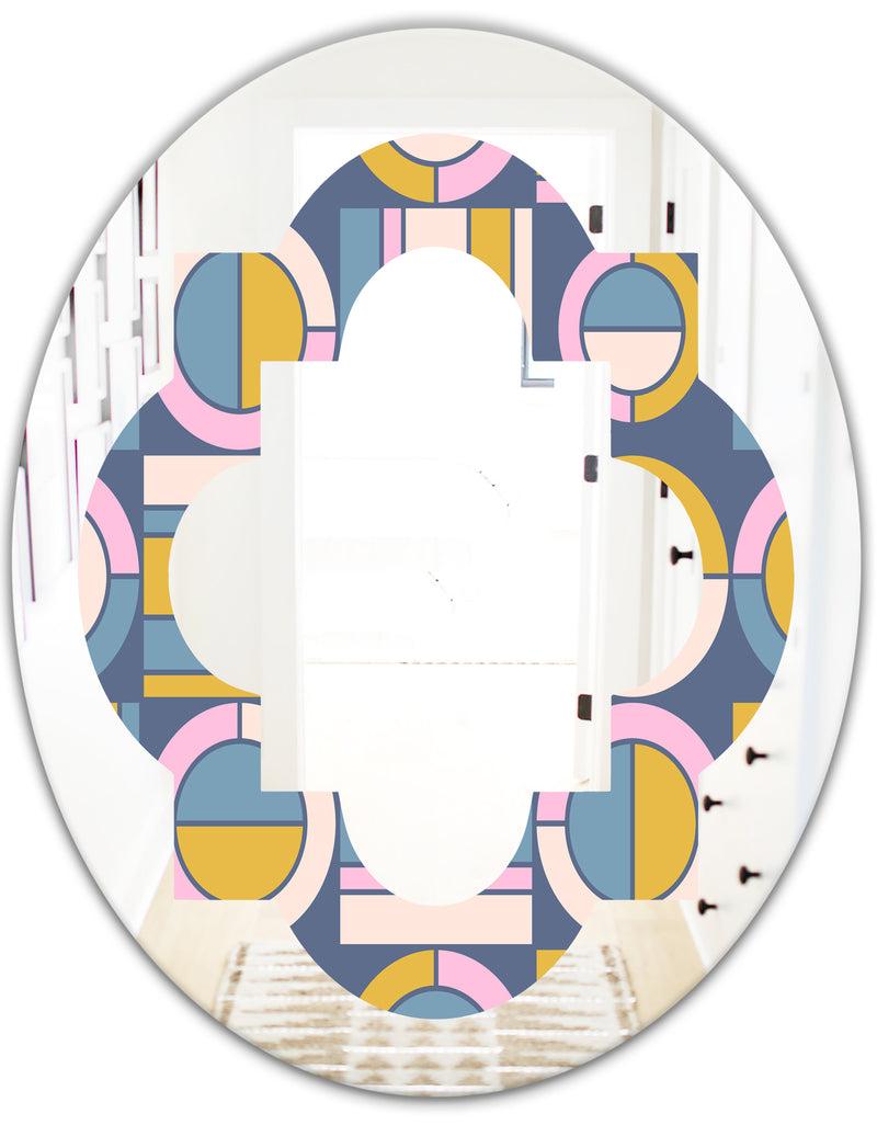 DesignQ Retro Circular Design I - Modern Round Or Oval Wall Mirror - Quatrefoil