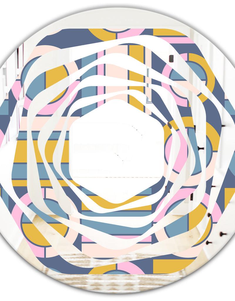 DesignQ Retro Circular Design I - Modern Round Or Oval Wall Mirror - Whirl