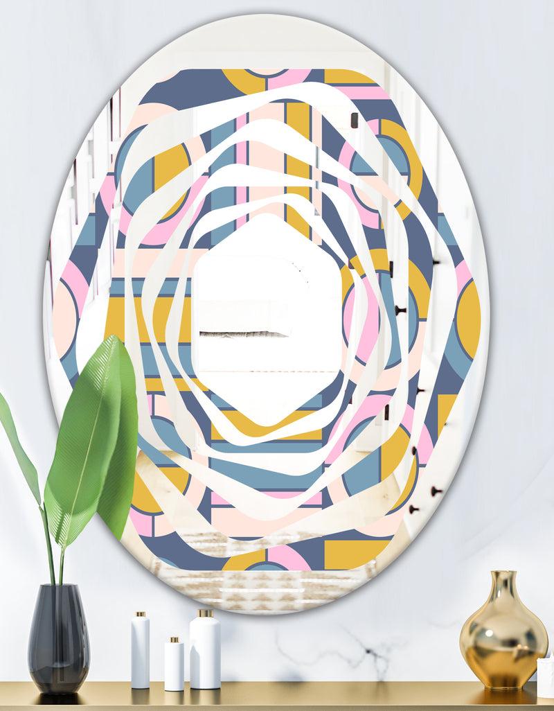 DesignQ Retro Circular Design I - Modern Round Or Oval Wall Mirror - Whirl