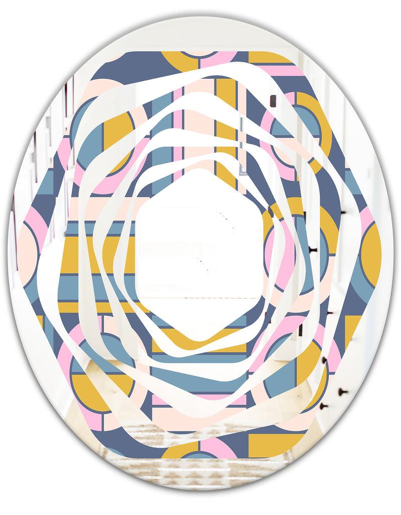 DesignQ Retro Circular Design I - Modern Round Or Oval Wall Mirror - Whirl