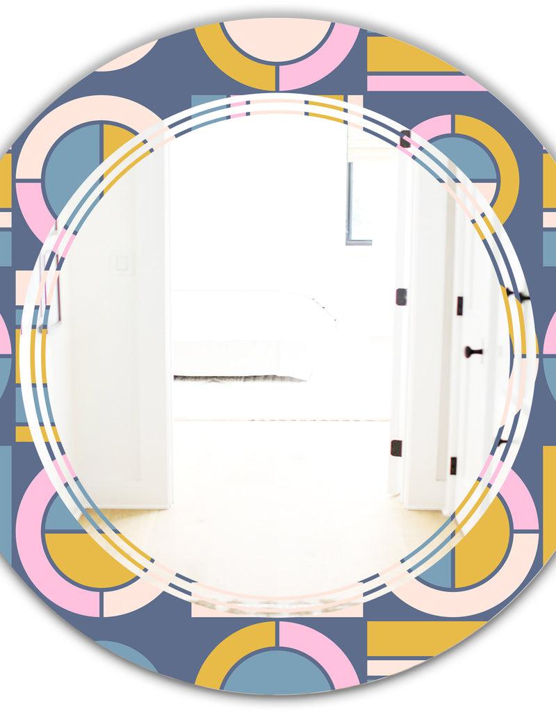 DesignQ Retro Circular Design I - Modern Round Or Oval Wall Mirror - Triple C