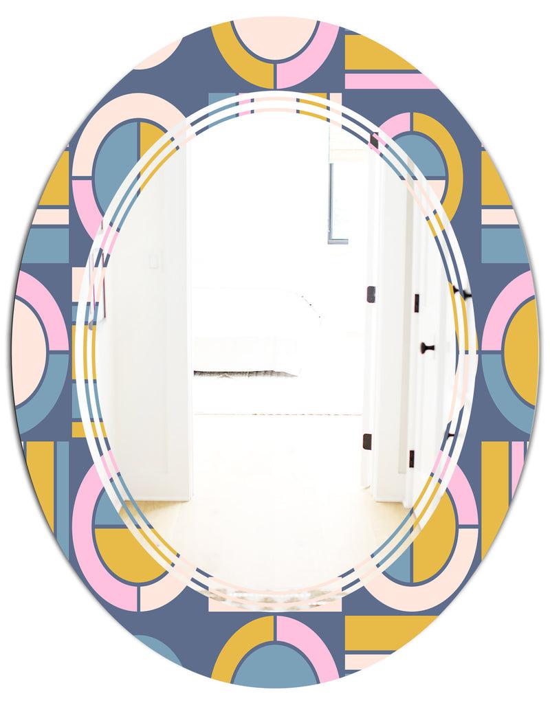 DesignQ Retro Circular Design I - Modern Round Or Oval Wall Mirror - Triple C