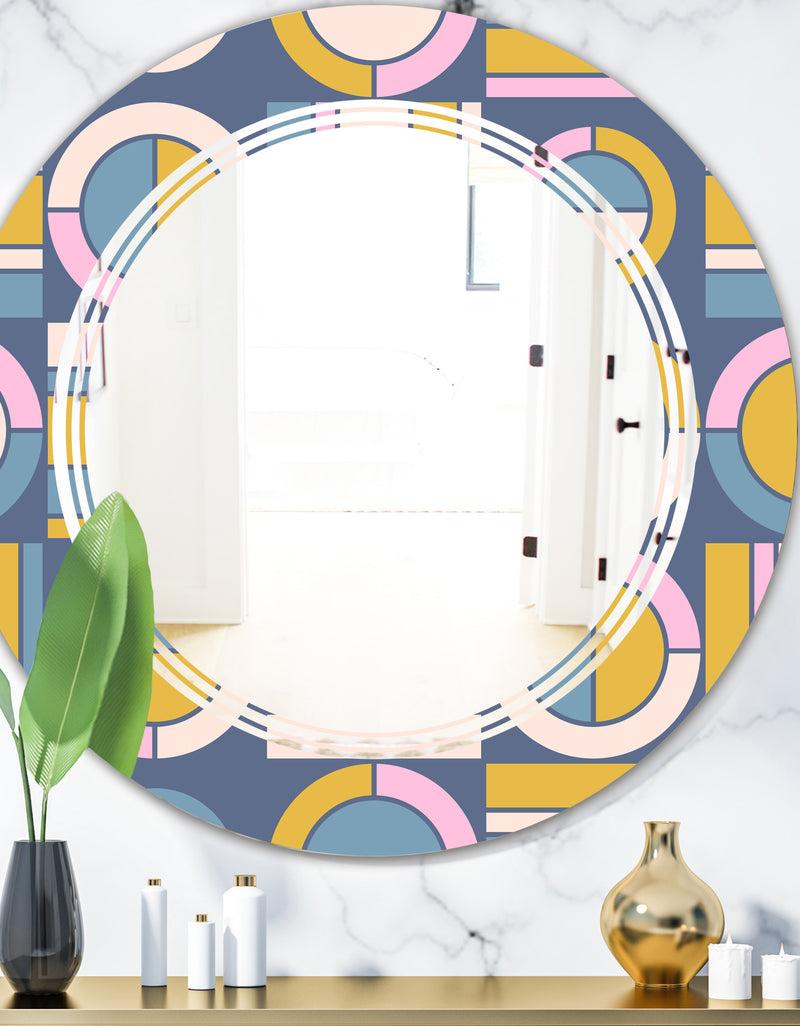 DesignQ Retro Circular Design I - Modern Round or Oval Wall Mirror - Triple C