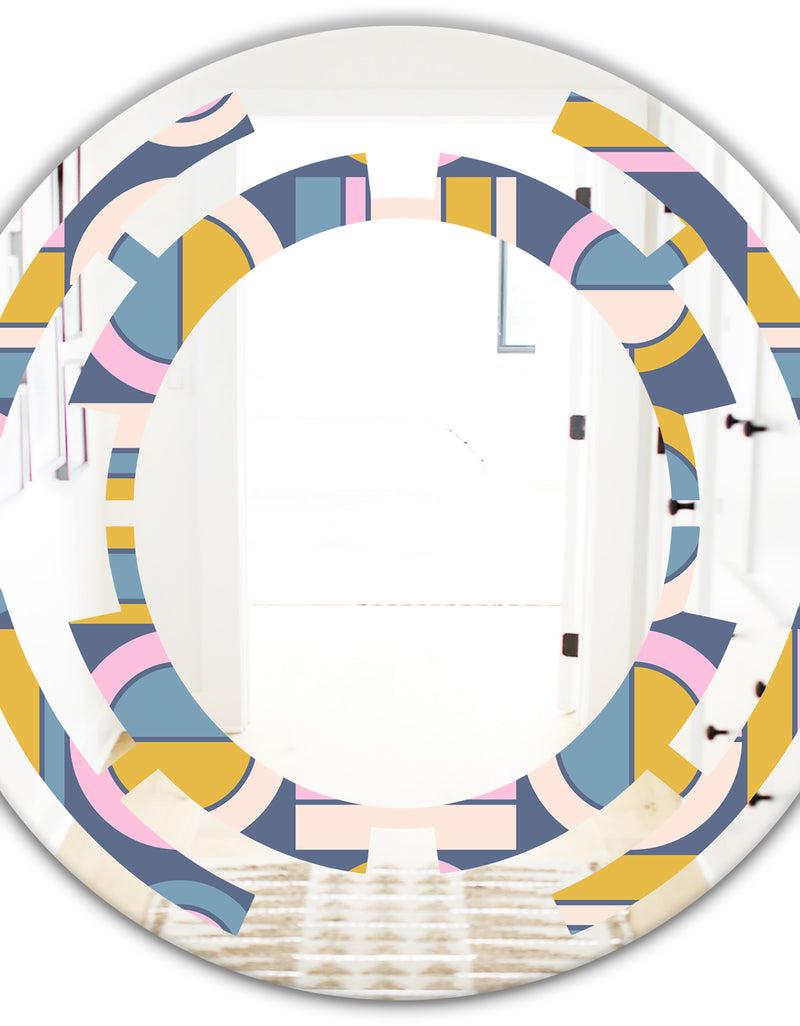 DesignQ Retro Circular Design I - Modern Round Or Oval Wall Mirror - Space